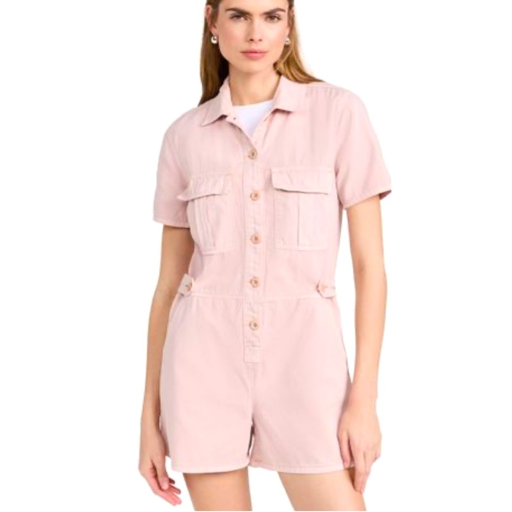 Blank NYC pink cotton collared romper
